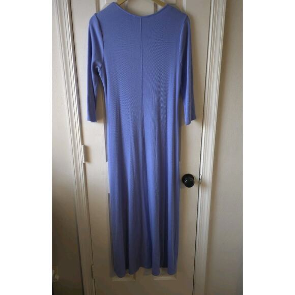 Soft Surroundings Women’s Dress Medium Blue Maxi 3/4 Sleeve Scoop Neck Lounge - Picture 8 of 8